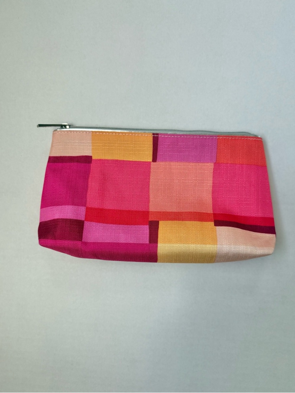 Clinique Cosmetic Bag Multicolored Plaid Pattern